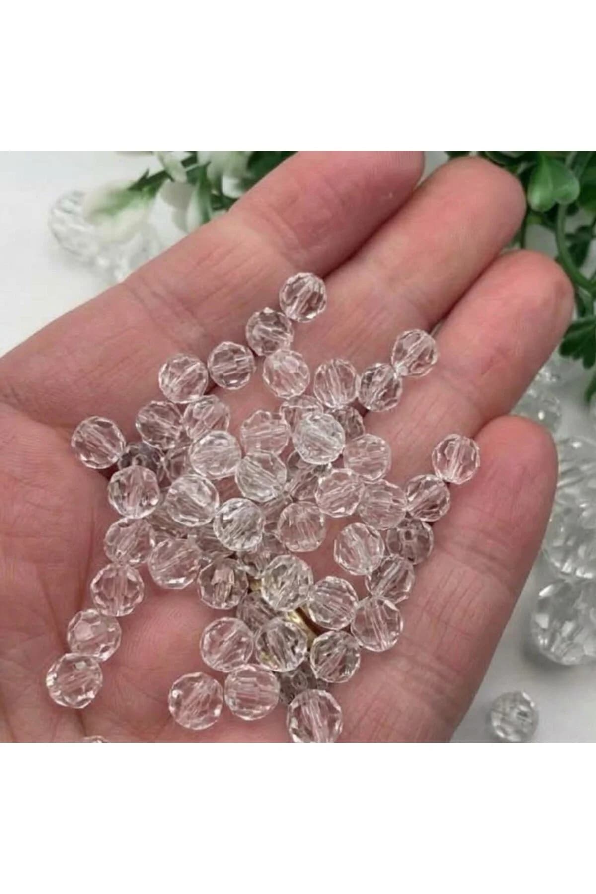 20 Adet 1 cm çapında Şeffaf Boncuk Kristal Avize Taşı (metal halka hediye)